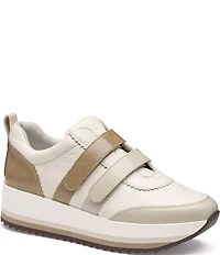 Johnston & Murphy Women's Gracie Leather and Patent Double Strap Platform Sneakers