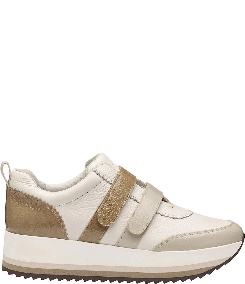 Johnston & Murphy Women's Gracie Leather and Patent Double Strap Platform Sneakers