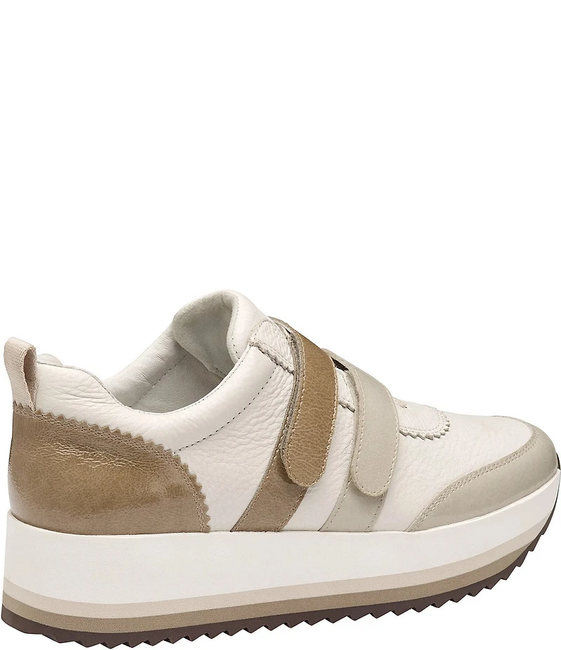 Johnston & Murphy Women's Gracie Leather and Patent Double Strap Platform Sneakers