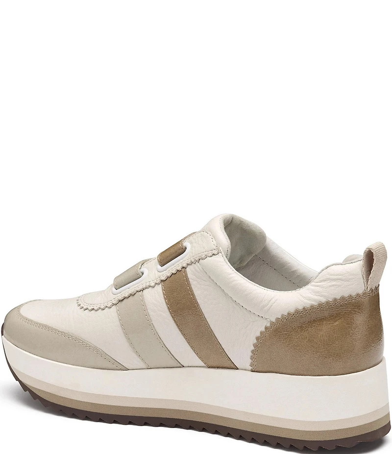 Johnston & Murphy Women's Gracie Leather and Patent Double Strap Platform Sneakers