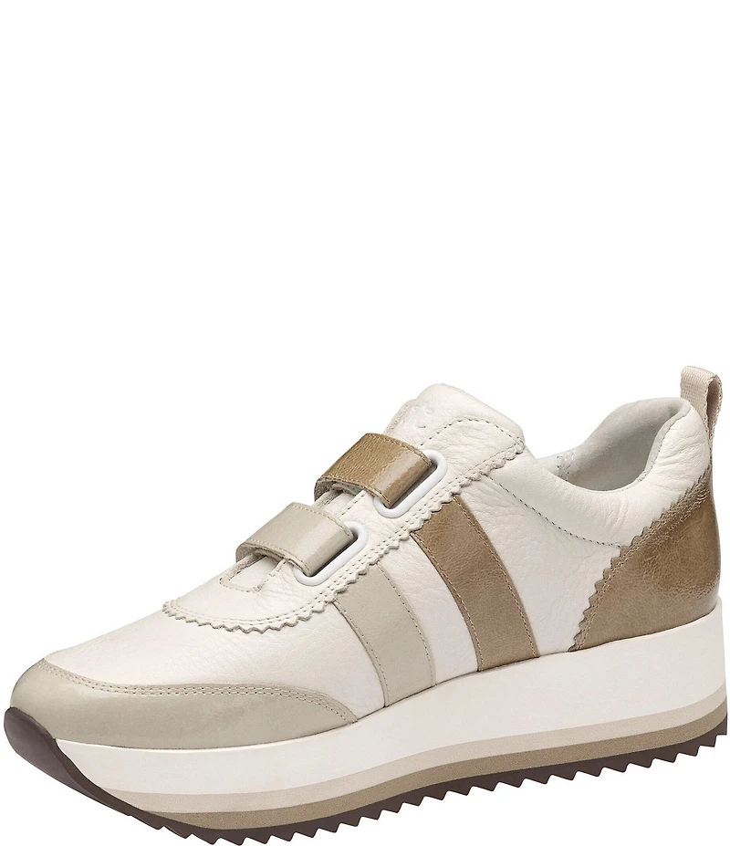 Johnston & Murphy Women's Gracie Leather and Patent Double Strap Platform Sneakers