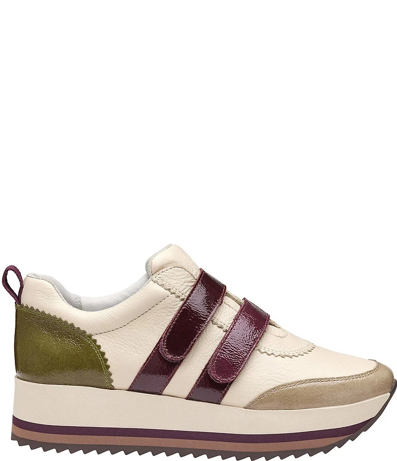 Johnston & Murphy Women's Gracie Leather and Patent Double Strap Platform Sneakers