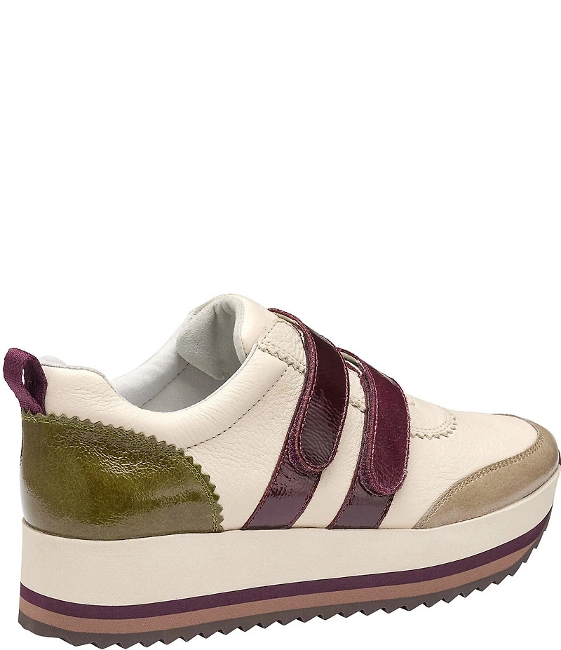 Johnston & Murphy Women's Gracie Leather and Patent Double Strap Platform Sneakers