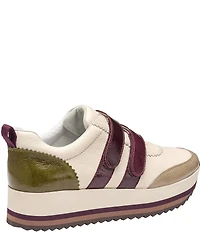 Johnston & Murphy Women's Gracie Leather and Patent Double Strap Platform Sneakers
