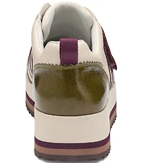 Johnston & Murphy Women's Gracie Leather and Patent Double Strap Platform Sneakers