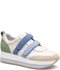 Johnston & Murphy Women's Gracie Leather and Suede Double Strap Platform Sneakers