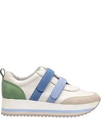 Johnston & Murphy Women's Gracie Leather and Suede Double Strap Platform Sneakers