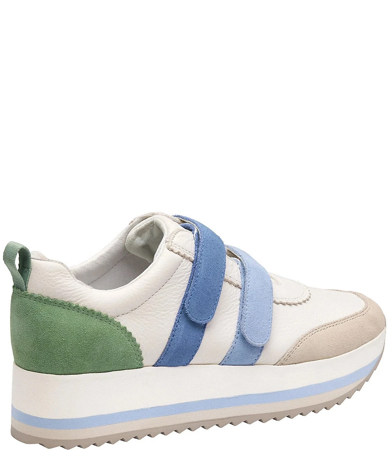 Johnston & Murphy Women's Gracie Leather and Suede Double Strap Platform Sneakers