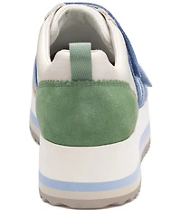 Johnston & Murphy Women's Gracie Leather and Suede Double Strap Platform Sneakers