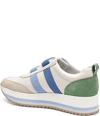 Johnston & Murphy Women's Gracie Leather and Suede Double Strap Platform Sneakers
