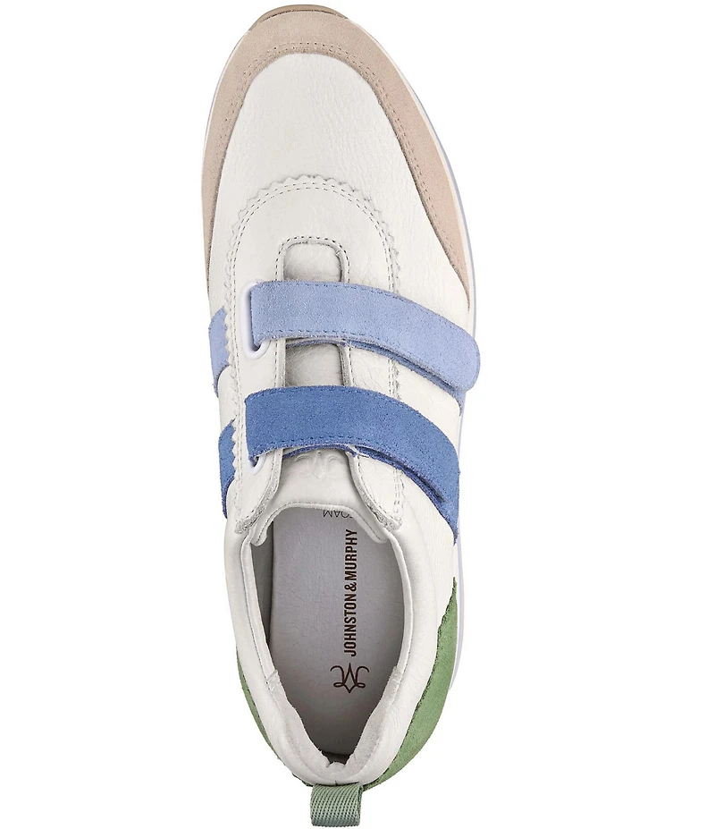 Johnston & Murphy Women's Gracie Leather and Suede Double Strap Platform Sneakers