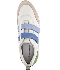 Johnston & Murphy Women's Gracie Leather and Suede Double Strap Platform Sneakers