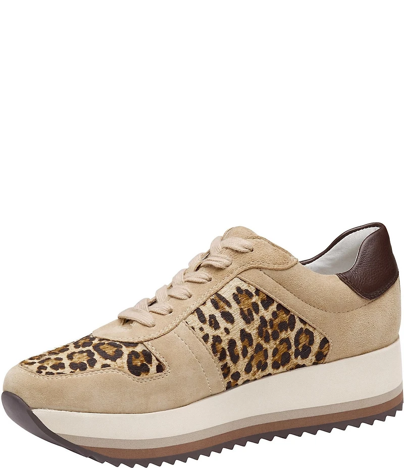 Johnston & Murphy Women's Gracie Leopard Print Calf Hair Suede Sneakers