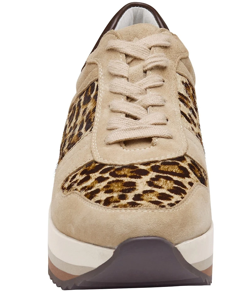 Johnston & Murphy Women's Gracie Leopard Print Calf Hair Suede Sneakers