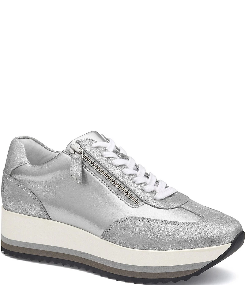 Johnston & Murphy Gracie Metallic Leather Side Zip Platform Sneakers
