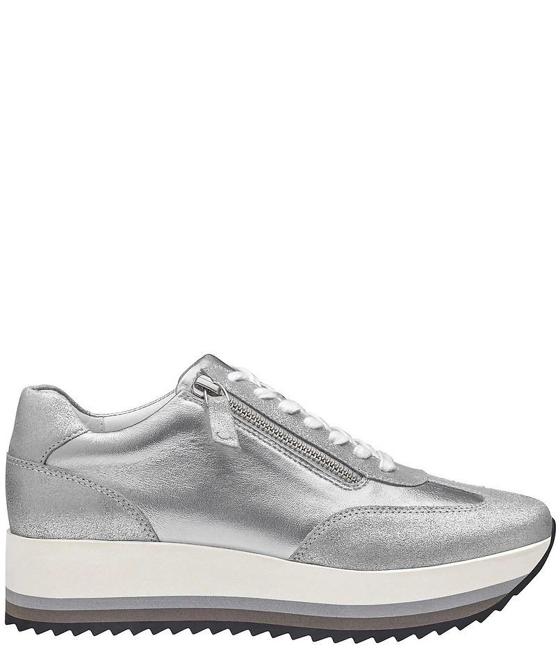 Johnston & Murphy Gracie Metallic Leather Side Zip Platform Sneakers