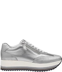Johnston & Murphy Gracie Metallic Leather Side Zip Platform Sneakers