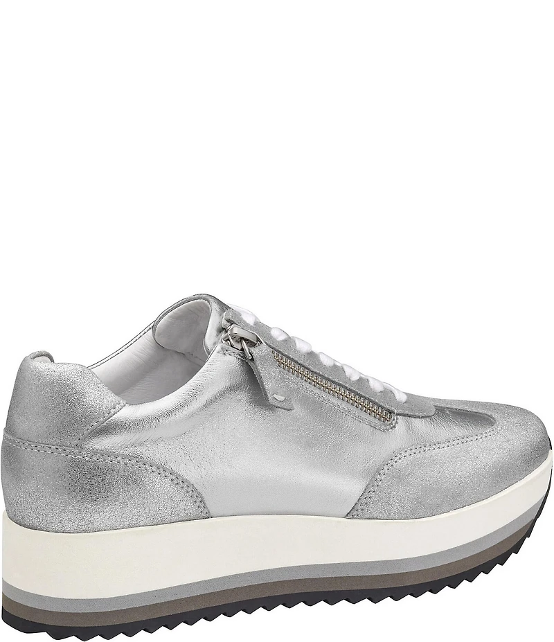 Johnston & Murphy Gracie Metallic Leather Side Zip Platform Sneakers