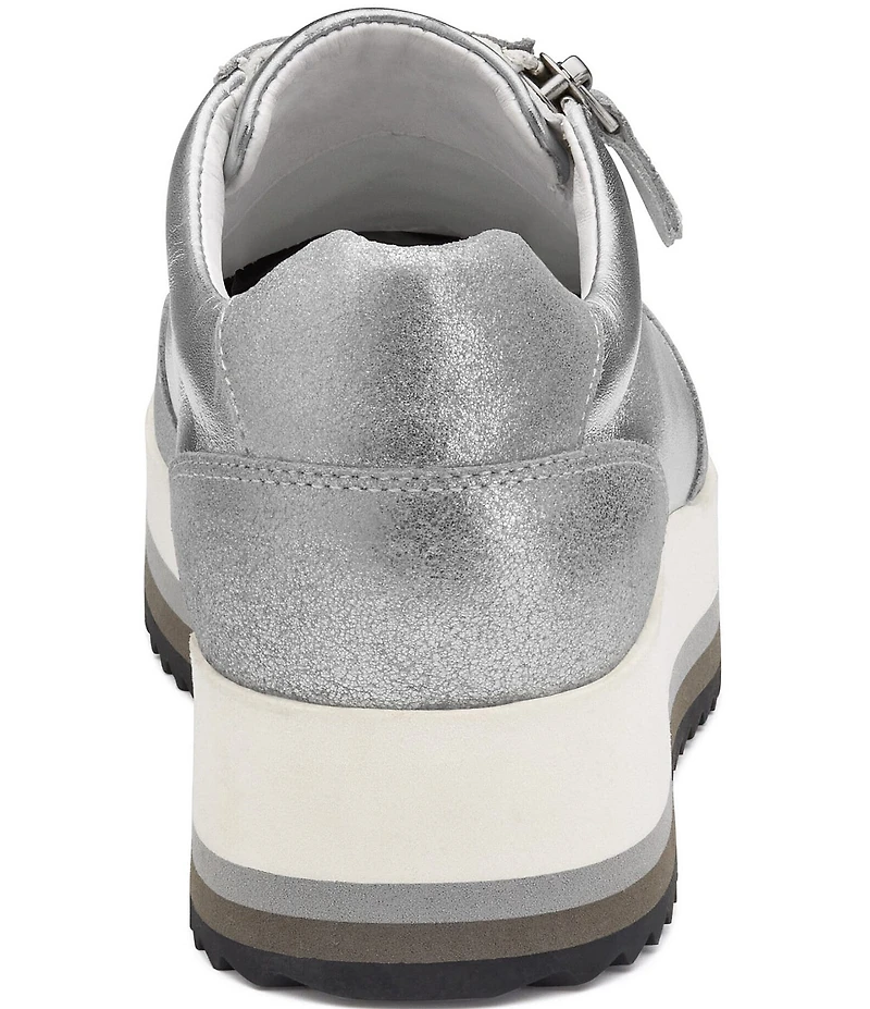 Johnston & Murphy Gracie Metallic Leather Side Zip Platform Sneakers
