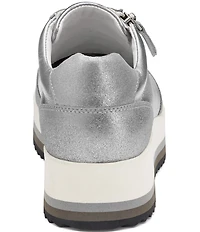 Johnston & Murphy Gracie Metallic Leather Side Zip Platform Sneakers