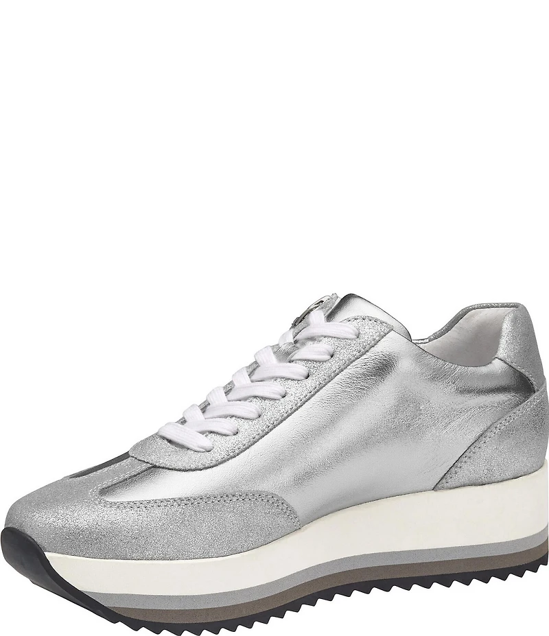 Johnston & Murphy Gracie Metallic Leather Side Zip Platform Sneakers