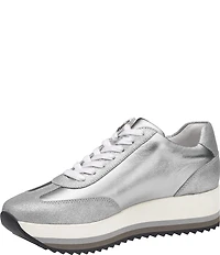 Johnston & Murphy Gracie Metallic Leather Side Zip Platform Sneakers