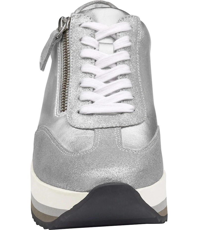 Johnston & Murphy Gracie Metallic Leather Side Zip Platform Sneakers