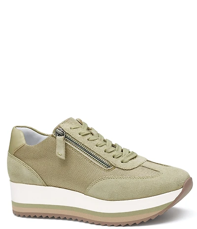 Johnston & Murphy Women's Gracie Suede Side Zip Platform Sneakers