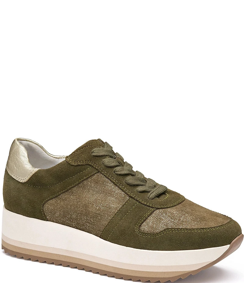 Johnston & Murphy Women's Gracie Suede Colorblock Lace Up Sneakers