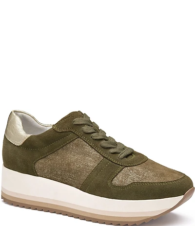 Johnston & Murphy Women's Gracie Suede Colorblock Lace Up Sneakers