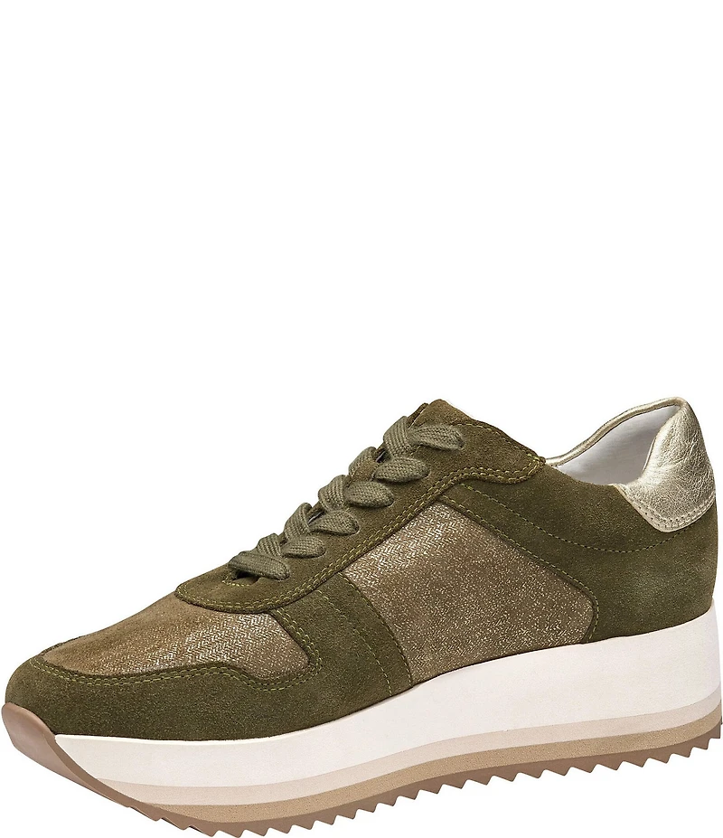 Johnston & Murphy Women's Gracie Suede Colorblock Lace Up Sneakers