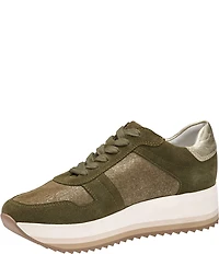 Johnston & Murphy Women's Gracie Suede Colorblock Lace Up Sneakers