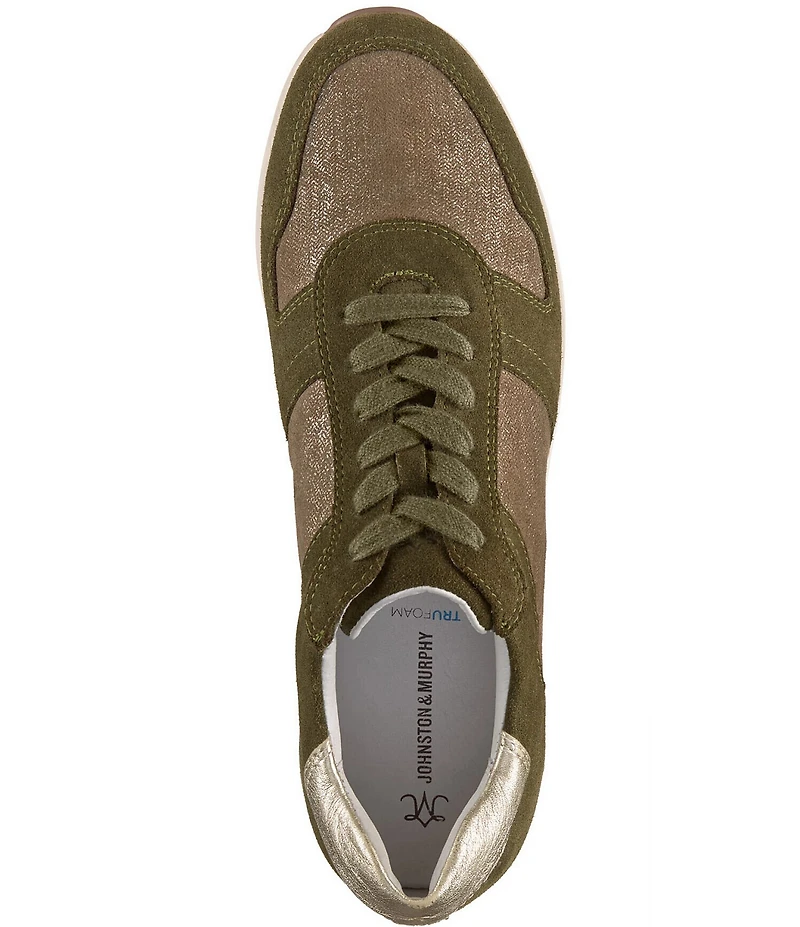 Johnston & Murphy Women's Gracie Suede Colorblock Lace Up Sneakers