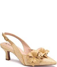 Johnston & Murphy Women's Lindsey Flower Raffia Slingback Pumps