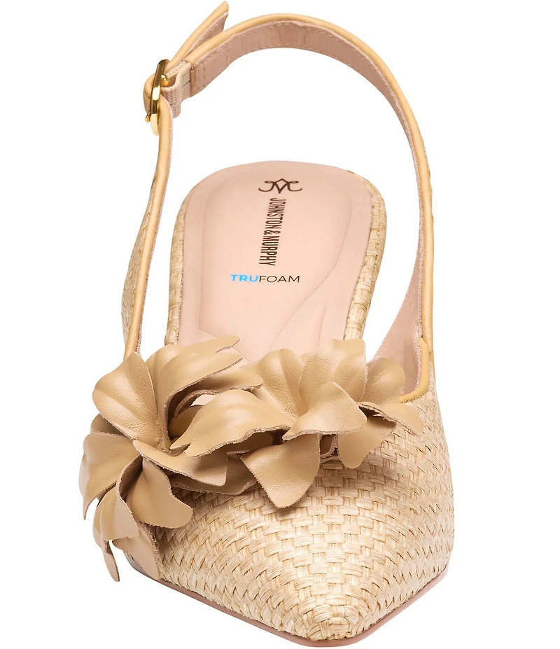 Johnston & Murphy Women's Lindsey Flower Raffia Slingback Pumps