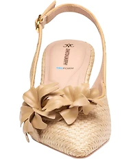 Johnston & Murphy Women's Lindsey Flower Raffia Slingback Pumps