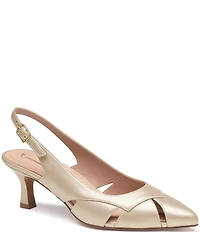 Johnston & Murphy Women's Lindsey Leather Cut-Out Slingback Kitten Pumps
