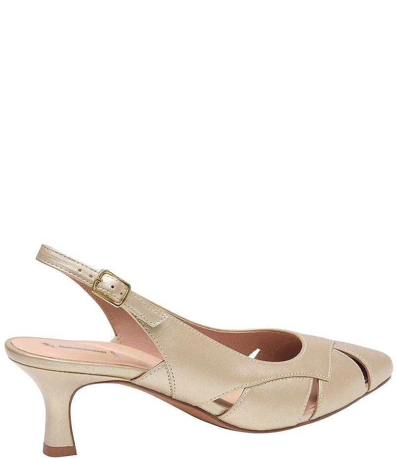 Johnston & Murphy Women's Lindsey Leather Cut-Out Slingback Kitten Pumps