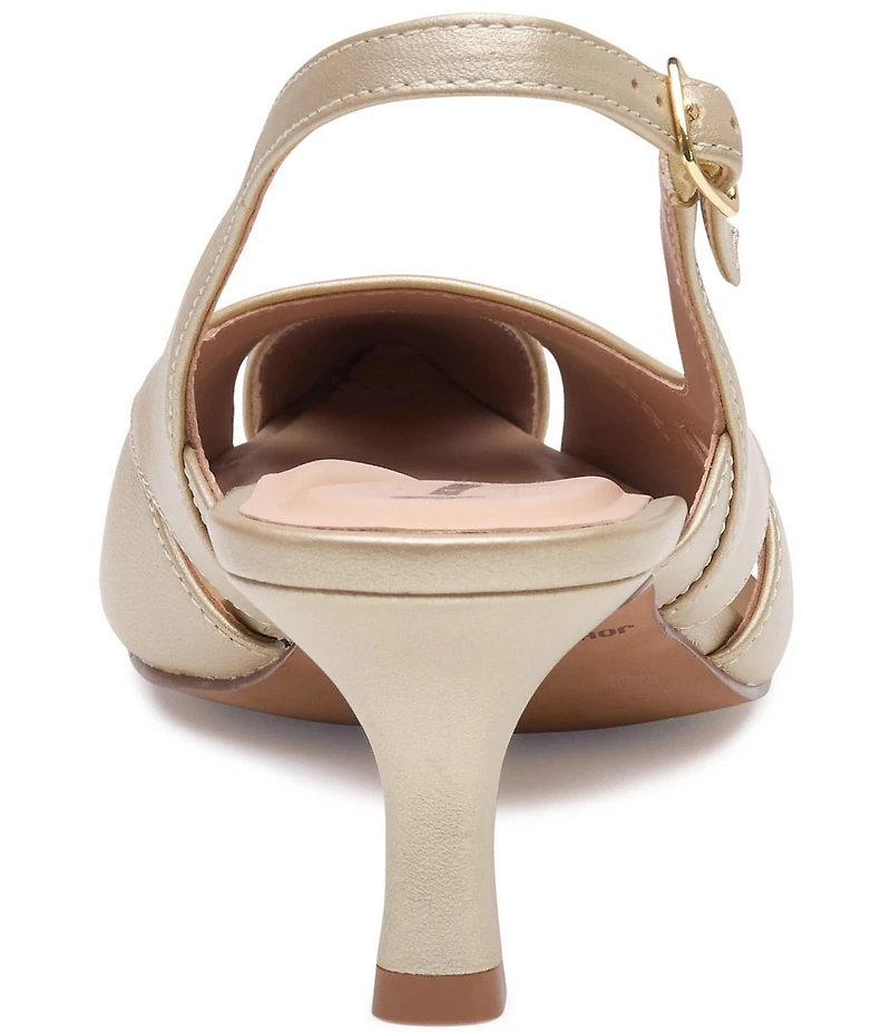 Johnston & Murphy Women's Lindsey Leather Cut-Out Slingback Kitten Pumps