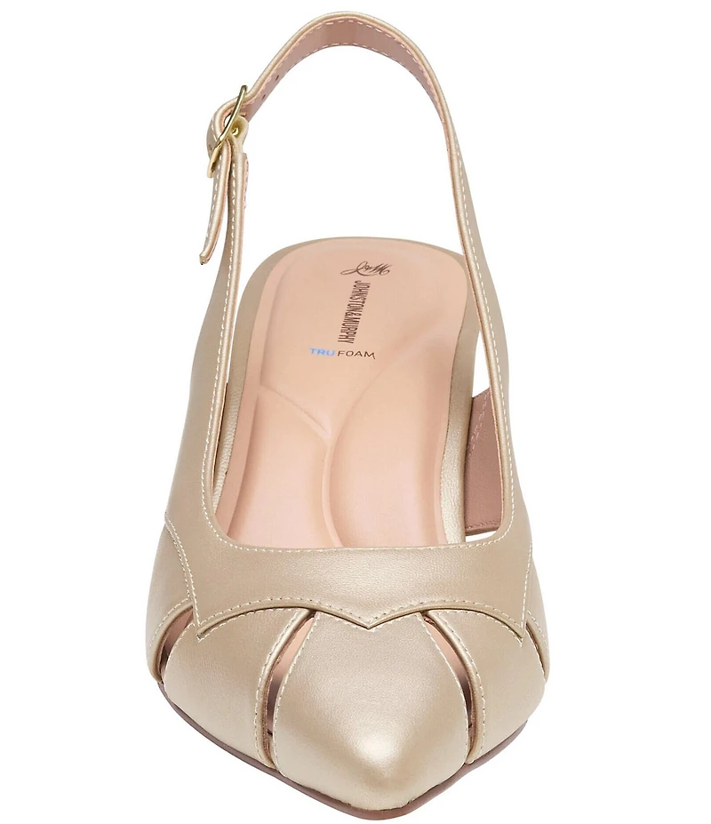Johnston & Murphy Women's Lindsey Leather Cut-Out Slingback Kitten Pumps