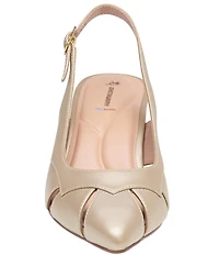 Johnston & Murphy Women's Lindsey Leather Cut-Out Slingback Kitten Pumps