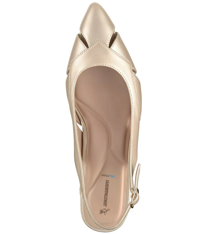 Johnston & Murphy Women's Lindsey Leather Cut-Out Slingback Kitten Pumps