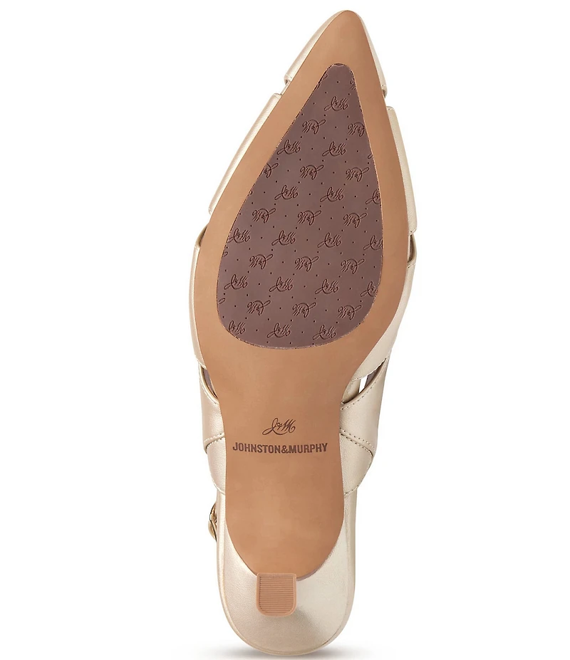 Johnston & Murphy Women's Lindsey Leather Cut-Out Slingback Kitten Pumps
