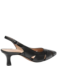 Johnston & Murphy Women's Lindsey Leather Cut-Out Slingback Kitten Pumps