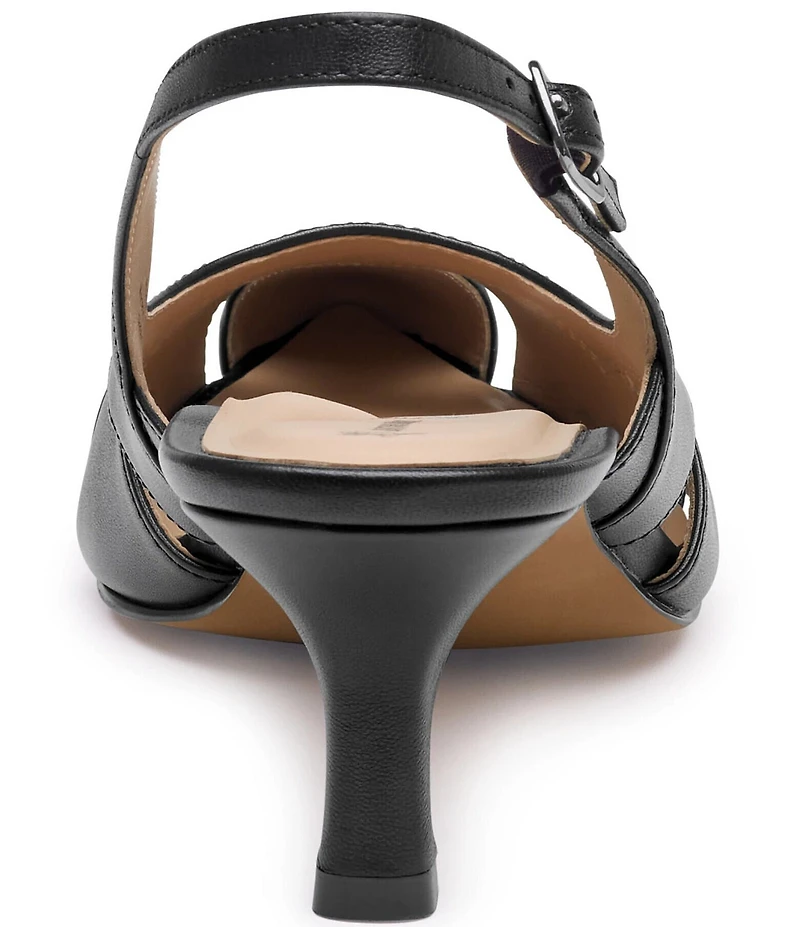 Johnston & Murphy Women's Lindsey Leather Cut-Out Slingback Kitten Pumps