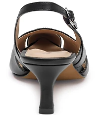 Johnston & Murphy Women's Lindsey Leather Cut-Out Slingback Kitten Pumps