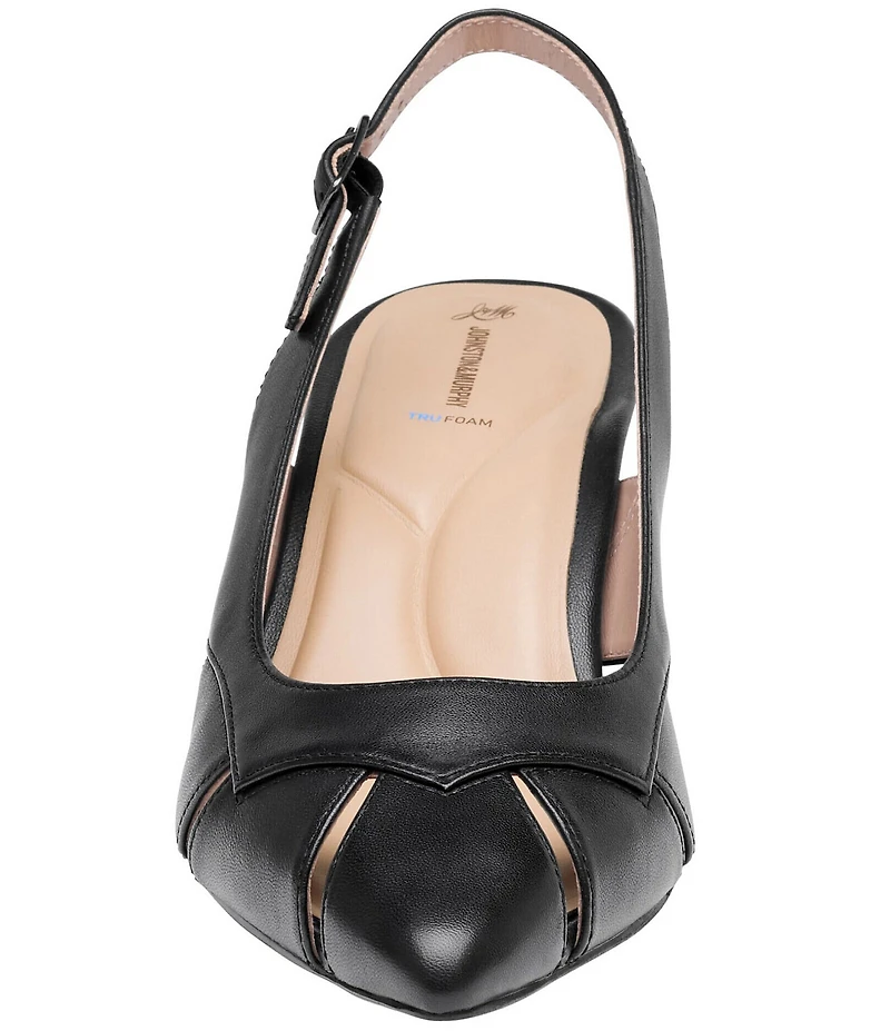 Johnston & Murphy Women's Lindsey Leather Cut-Out Slingback Kitten Pumps