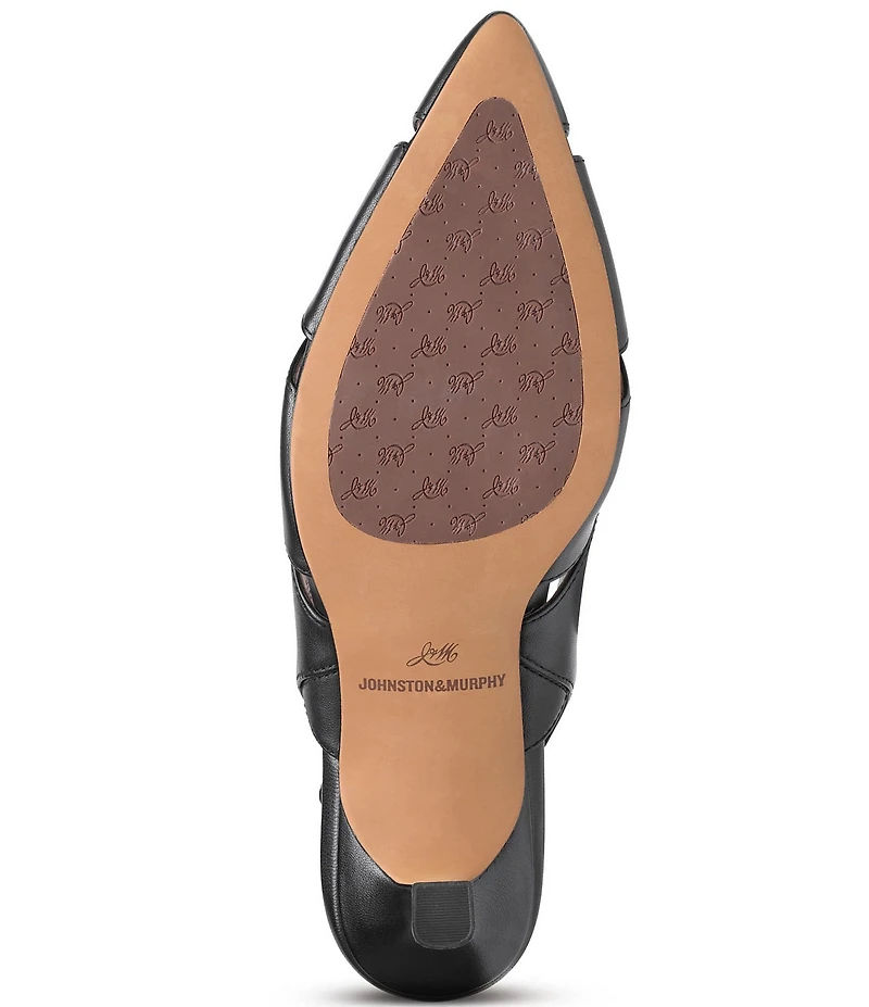 Johnston & Murphy Women's Lindsey Leather Cut-Out Slingback Kitten Pumps