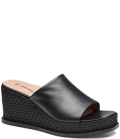 Johnston & Murphy Women's Mallory Leather Wedge Slide Sandals