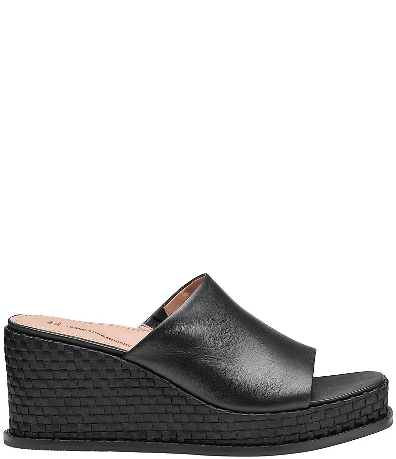 Johnston & Murphy Women's Mallory Leather Wedge Slide Sandals
